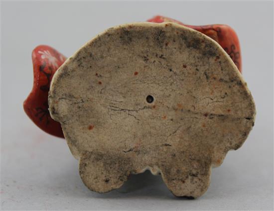 A Japanese Satsuma pottery figure and a similar tripod koro and cover, Meiji period, 10.5cm. diam.